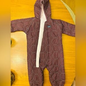 Patagonia Low Loft Reversible Quilted Baby Snowsuit Purple and Pink